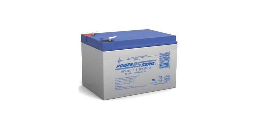 Powersonic 1201203471 | Battery, Rechargeable, Rectangular, Lead Acid, 12VDC, 12Ah, Quick Disconnect