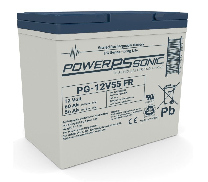 Powersonic 1205508419 | PG-12V55M6 12V 60Ah (20HR) Long Life Battery (M6 / HB)
