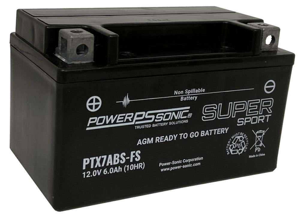 Powersonic MC7A-BS-FS | PTX7ABS-FS Sealed 12V 6Ah Powersports Battery