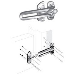 Pro-Lok EDL-100-B | Door Guard, Swing Bar, 2-1/2" x 4", Heavy Duty Steel, Brass, With Installation Hardware