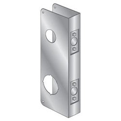 Pro-Lok EWP-200-S | Door Mount Wrap Plate, 9" Width x 4" Height, 1-3/8" Thickness Door, 4" Hole Distance, 1-1/2" Top x 2-1/8" Bottom Bore Diameter, 2-3/8" Backset, Stainless Steel