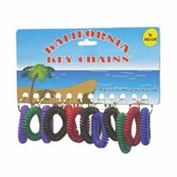 Pro-Lok K200-C | Soft Wrist Coil Key Chain, 2-1/2 to 15" Stretch Diameter, Soft Rubber Wrist Coil, 12 each per Card