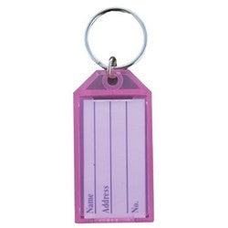 Pro-Lok K810 | Key Identification Tag, Plastic, Transparent, 1.25" Split Key Ring, 4 each per Card