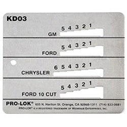 Pro-Lok KD03 | Key Decoder, Stainless Steel, For Gm, Ford, Chrysler and Ford 10 Cut Key
