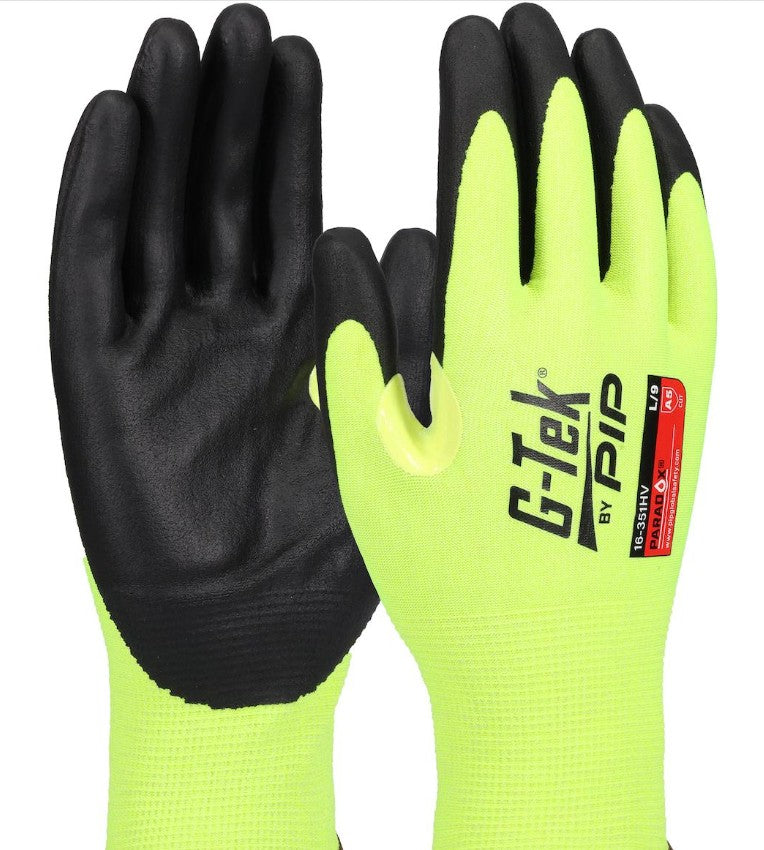 Protective Industrial Products 16-351HV/M | G-Tek PolyKor Gloves, 21 Gauge, Cut Level A5, Hi-Vis Yellow, Size Medium