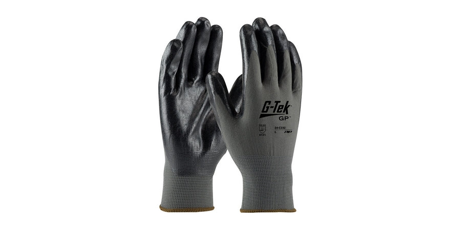 Protective Industrial Products 34-C232/L | PIP G-Tek GP Nitrile Foam Grip Gloves, Gray, Large