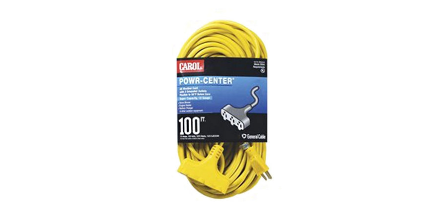 Prysmian Group 00788.63.05 | Extension Cord, Yellow, 3 Conductor, 300 V, 15 A, Length 100 ft. (30.48m)
