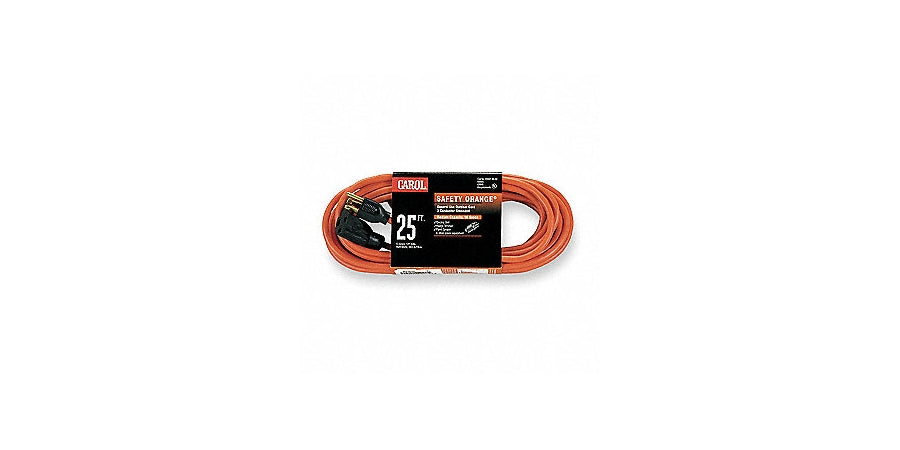Prysmian Group 03328.63.04 | Power Cord, 125VAC, 15A, Orange, Copper, 3 Conductors, Male to Female, 25 ft. (7.62m)