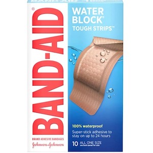 RJ General Corporation 005566V00 | Johnson & Johnson Band-Aid Waterproof Tough-Strips, 1.75 in x 4 in, 10/Box