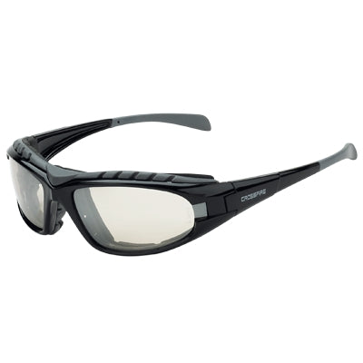 Radians 27615AF | Crossfire Diamondback Safety Glasses Black Frame, Indoor/Outdoor Lens