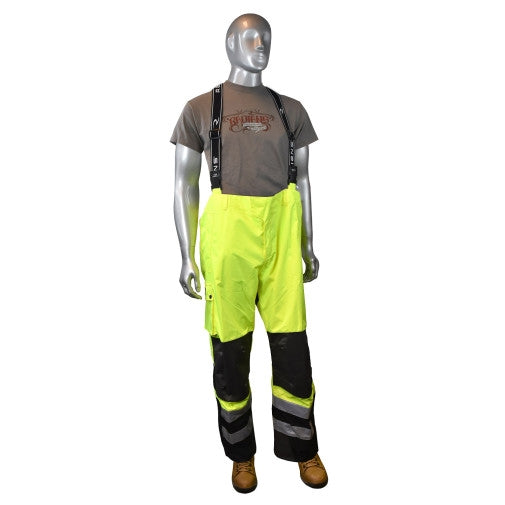 Radians RW32-EZ1Y-2X | RW32 Class 3 Heavy-Duty Ripstop Rain Bib Lime, 2X-Large