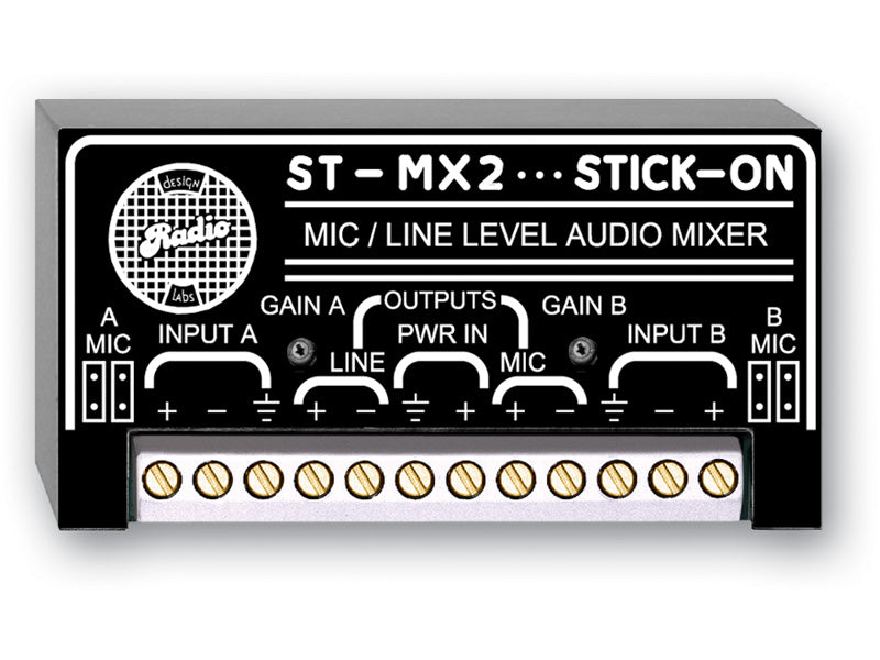 Radio Design Labs ST-MX2 | 2-Channel Audio Mixer, 24 VDC, 60 mA