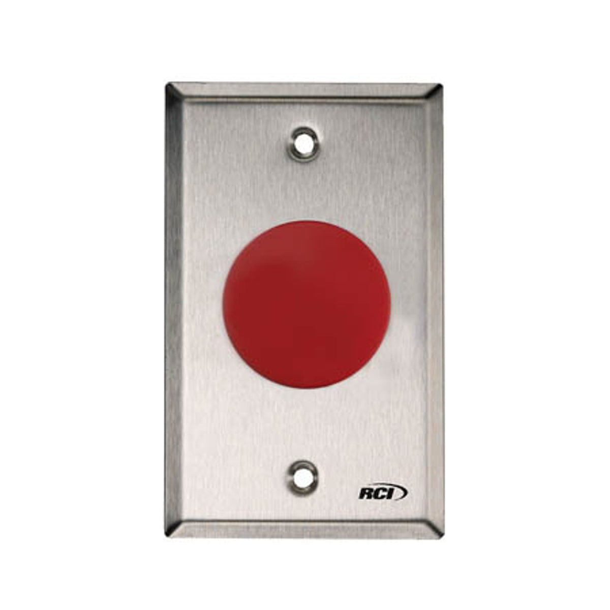 Rutherford Controls 908-RB-TD X 32D | Blank Symbol Electronic Time Delay Mushroom Button, Brushed Stainless Steel Faceplate, Blank Red Cap