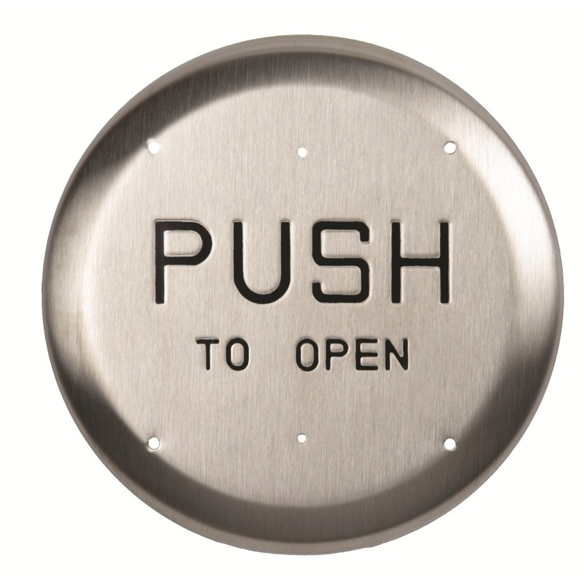 Rutherford Controls 950P6-MO X 32D | 6 Inch Round Pushplate with Push To Open, Momentary
