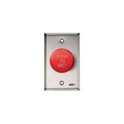 Rutherford Controls 991E-PTD X 32D | Door Frame Pushbutton, 1-Gang, Pneumatic, 1No/1Nc, 5A At 125 VAC, 1 To 45 Second, Brushed Stainless Steel, Red