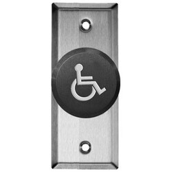Rutherford Controls 991NR-PTD X 32D | Pushbutton, Pneumatic Time Delay, Mushroom, Narrow, SPST, Brushed Stainless Steel Faceplate, Red Button