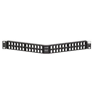 Leviton 4S256-D48 | Shielded Angled QuickPort Patch Panel, 48-Port, 1RU