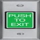 Security Door Controls 412NU | Illuminated Exit Switch, Narrow, Momentary, Spdt, Push To Exit Legend, 5 Ampere At 30 Volt Dc, 1-3/4" W X 4-1/2" H, Stainless Steel, Green