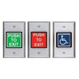 Security Door Controls 424U | Illuminated Exit Switch, 1-Gang, Momentary, Dpdt, Push To Exit Legend, 5 Ampere At 12/24 Volt Dc, 2-7/8" W X 4-1/2" H, Stainless Steel, Green