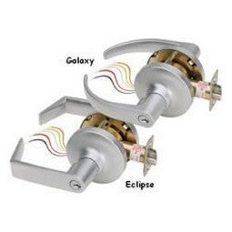 Security Door Controls Z7252EQ | Electrified Cylindrical Lockset, Fail Secure, Eclipse Lever Trim, Outside Locked, Spdt Rex Output, 12/24 Volt Dc, 600/300 Milliampere, 9/16" Throw Latch Bolt, Dull Chrome Plated
