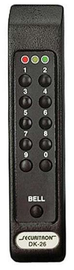 Securitron Magnalock Corp DK-26PBK | Digital Keypad, Narrow Stile, 1-1/2" W X 7/8" Depth X 7" H, Anodized Black