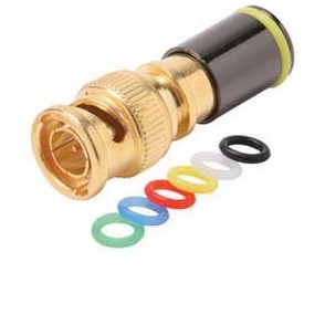 Steren 200-086 RG-6 BNC Compression Connector with 6 Color Bands Permaseal II Gold Plate Coaxial Cable Snap-On Line Plug Adapter, RF Digital Audio Video RG6 Component Connection