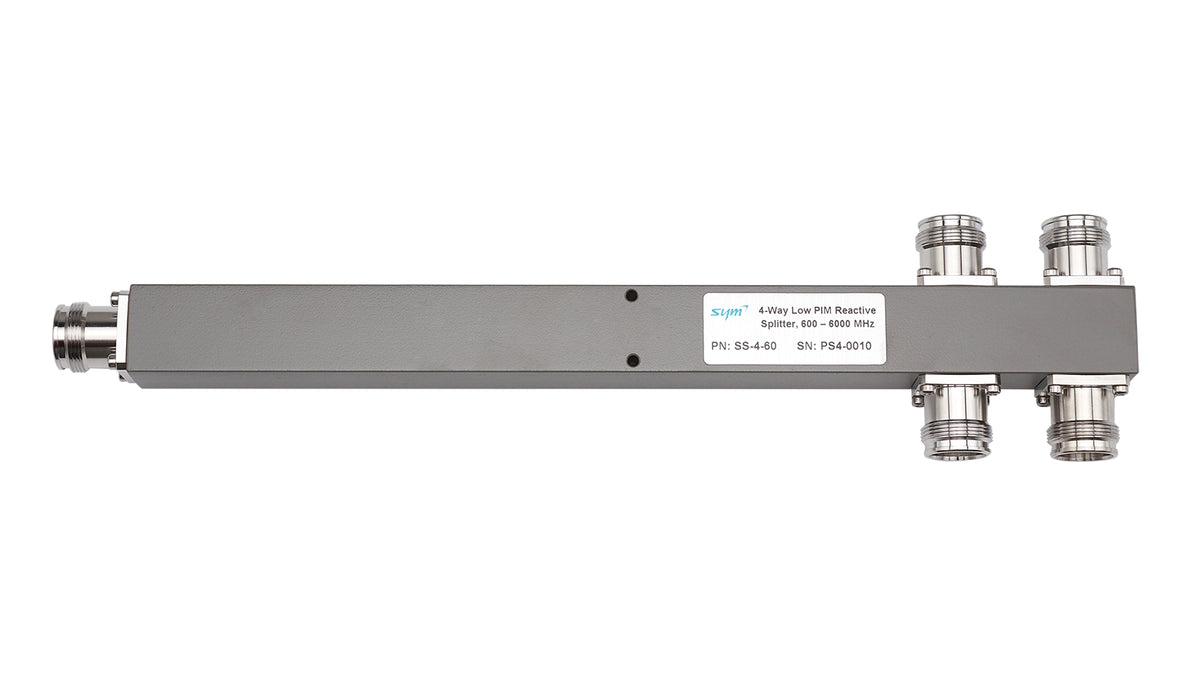 SYM Technology SS-4-60 | 4-Way Reactive High-Power RF Splitter, 600–6000 MHz, -161 dBc, 300 W, IP67