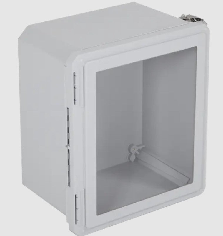 Safety Technology EF141208-W | EnviroArmour Fiberglass Enclosure, 14.72" H X 12.72" W X 8.06" D, Clear Window, Non-Returnable
