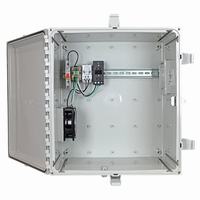 Safety Technology EP242410-O5 | Polycarbonate Enclosure with NEMA 3R Filter Fan with Filter Vent and Power Distribution Strip 24" H x 24" W x 10" D - Solid Door