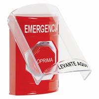 Safety Technology Intl. SS2022EM-ES | Sti Red Indoor Only Flush Or Surface Key-To-Reset (Illuminated) Stopper Station With Emergency Label Spanish