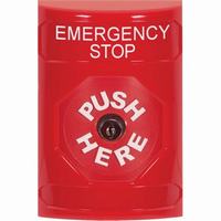 Safety Technology SS2000ES-EN | Red No Cover Key-to-Reset Stopper Station with EMERGENCY STOP Label English