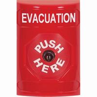Safety Technology SS2000EV-EN | Red No Cover Key-to-Reset Stopper Station with EVACUATION Label English