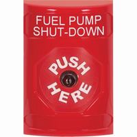 Safety Technology SS2000PS-EN | Red No Cover Key-to-Reset Stopper Station with FUEL PUMP SHUT DOWN Label English
