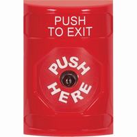 Safety Technology SS2000PX-EN | Red No Cover Key-to-Reset Stopper Station with PUSH TO EXIT Label English
