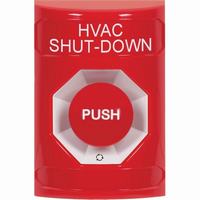Safety Technology SS2001HV-EN | Red No Cover Turn-to-Reset Stopper Station with HVAC SHUT DOWN Label English