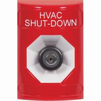 Safety Technology SS2003HV-EN | Red No Cover Key-to-Activate Stopper Station with HVAC SHUT DOWN Label English