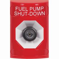 Safety Technology SS2003PS-EN | Red No Cover Key-to-Activate Stopper Station with FUEL PUMP SHUT DOWN Label English