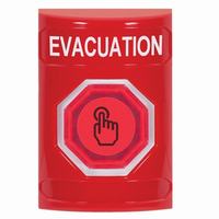 Safety Technology SS2006EV-EN | Red No Cover Momentary (Illuminated) with Red Lens Stopper Station with EVACUATION Label English