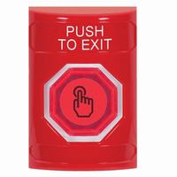 Safety Technology SS2006PX-EN | Red No Cover Momentary (Illuminated) with Red Lens Stopper Station with PUSH TO EXIT Label English