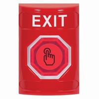 Safety Technology SS2007XT-EN | Red No Cover Weather Resistant Momentary (Illuminated) with Red Lens Stopper Station with EXIT Label English