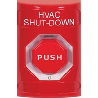 Safety Technology SS2009HV-EN | Red No Cover Turn-to-Reset (Illuminated) Stopper Station with HVAC SHUT DOWN Label English