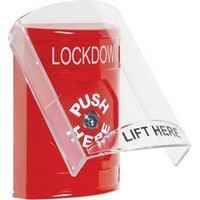 Safety Technology SS2020LD-EN | Red Indoor Only Flush or Surface Key-to-Reset Stopper Station with LOCKDOWN Label English