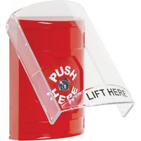 Safety Technology SS2020NT-EN | Red Indoor Only Flush or Surface Key-to-Reset Stopper Station with No Text Label English