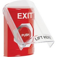 Safety Technology SS2021XT-EN | Red Indoor Only Flush or Surface Turn-to-Reset Stopper Station with EXIT Label English
