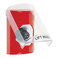 Safety Technology SS2023NT-EN | Red Indoor Only Flush or Surface Key-to-Activate Stopper Station with No Text Label English