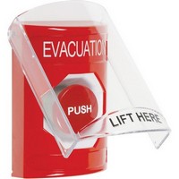 Safety Technology SS2024EV-EN | Red Indoor Only Flush or Surface Momentary Stopper Station with EVACUATION Label English