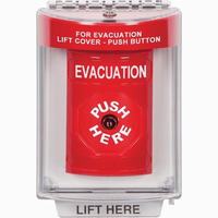 Safety Technology SS2030EV-EN | Red Indoor/Outdoor Flush Key-to-Reset Stopper Station with EVACUATION Label English