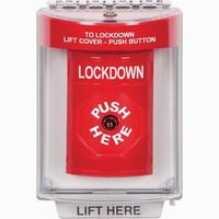 Safety Technology SS2030LD-EN | Red Indoor/Outdoor Flush Key-to-Reset Stopper Station with LOCKDOWN Label English