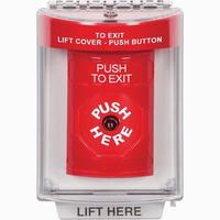 Safety Technology SS2030PX-EN | Red Indoor/Outdoor Flush Key-to-Reset Stopper Station with PUSH TO EXIT Label English