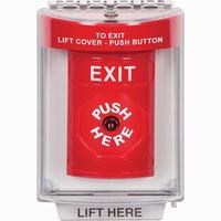 Safety Technology SS2030XT-EN | Red Indoor/Outdoor Flush Key-to-Reset Stopper Station with EXIT Label English